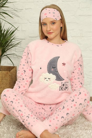 Akbeniz Welsoft Polar Kadın Manşetli Pijama Takımı 8440