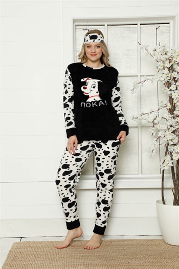 Akbeniz Welsoft Polar Kadın Manşetli Pijama Takımı 8415