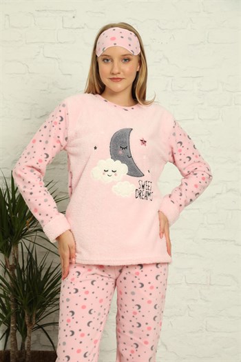 Akbeniz Welsoft Polar Kadın Manşetli Pijama Takımı 8440