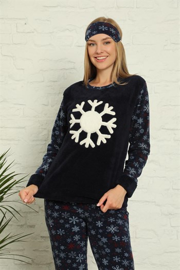 Akbeniz Welsoft Polar Kadın Manşetli Pijama Takımı 8423