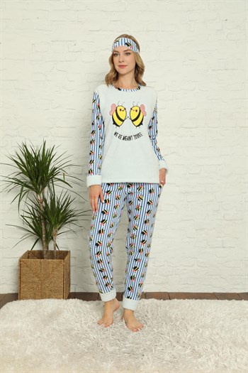 Akbeniz Welsoft Polar Kadın Manşetli Pijama Takımı 8425