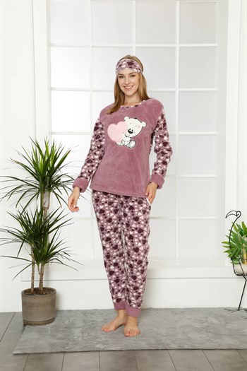 Akbeniz Welsoft Polar Kadın Manşetli Pijama Takımı 8407