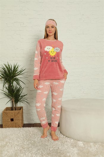 Akbeniz Welsoft Polar Kadın Manşetli Pijama Takımı 8431