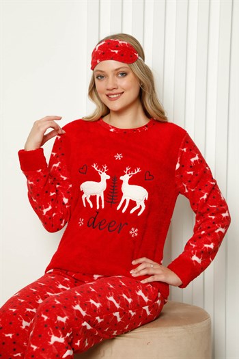 Akbeniz Welsoft Polar Kadın Manşetli Pijama Takımı 8421