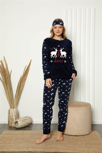 Akbeniz Welsoft Polar Kadın Manşetli Pijama Takımı 8420