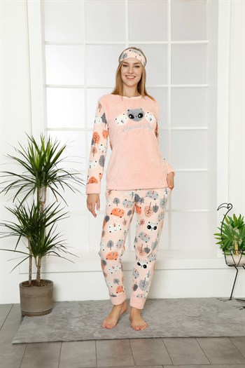 Akbeniz Welsoft Polar Kadın Manşetli Pijama Takımı 8406