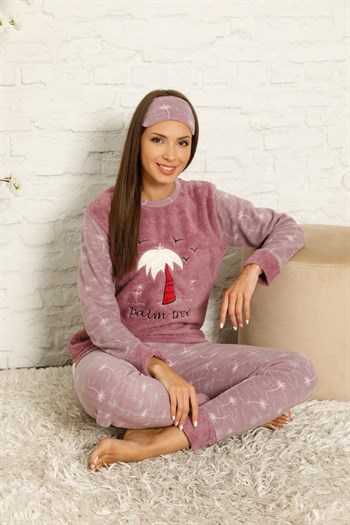 Akbeniz Welsoft Polar Kadın Manşetli Pijama Takımı 8442
