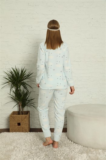 Akbeniz Welsoft Polar Kadın Manşetli Pijama Takımı 8430