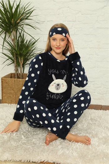 Akbeniz Welsoft Polar Kadın Manşetli Pijama Takımı 8400