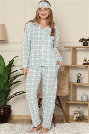 Akbeniz Welsoft Polar Önden Düğmeli Kadın Pijama Takımı 8084