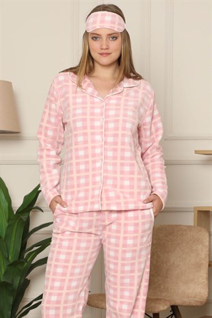 Akbeniz Welsoft Polar Önden Düğmeli Kadın Pijama Takımı 8083